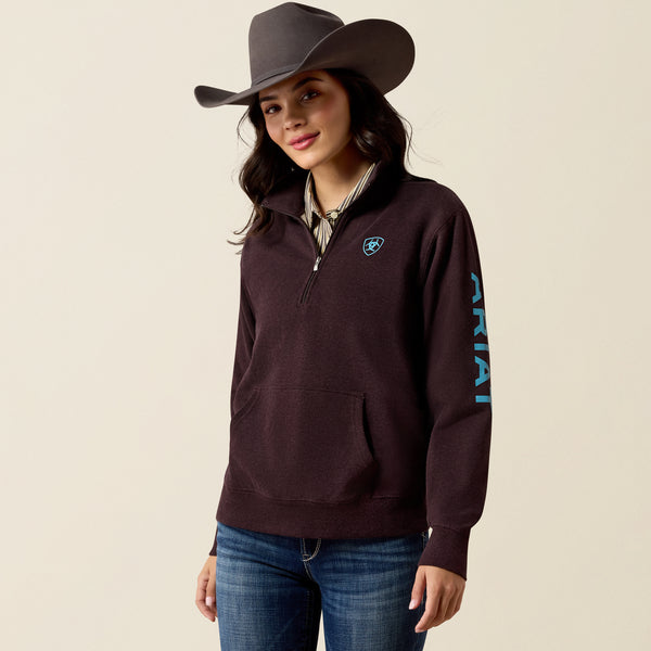 Ariat Women's Chocolate Plum Heather Foundation Logo 1/2 Zip Sweatshirt 10079669