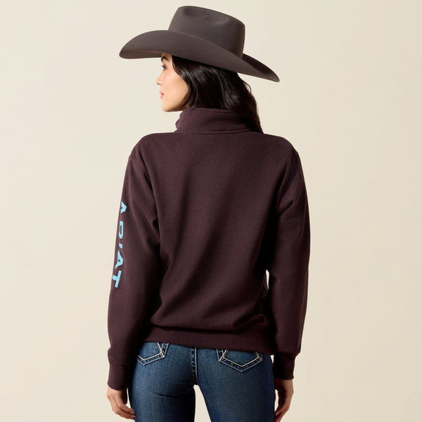 Ariat Women's Chocolate Plum Heather Foundation Logo 1/2 Zip Sweatshirt 10079669