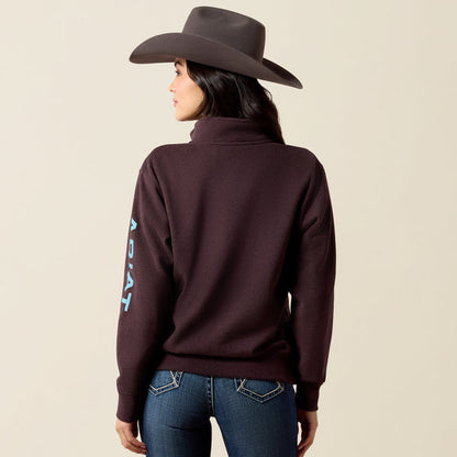 Ariat Women's Chocolate Plum Heather Foundation Logo 1/2 Zip Sweatshirt 10079669