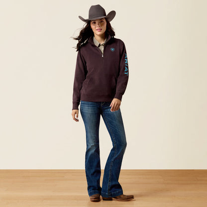 Ariat Women's Chocolate Plum Heather Foundation Logo 1/2 Zip Sweatshirt 10079669