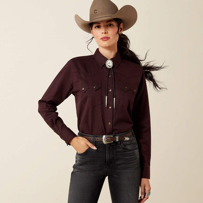 Ariat Women's Earthbound Chocolate Plum Pearl Snap Long Sleeve Western Shirt 10079629