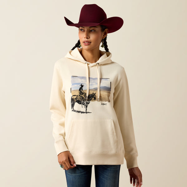 Ariat Women's Parchment Ivory "Wish You Were Here' Desert Scene Hoodie 10079308