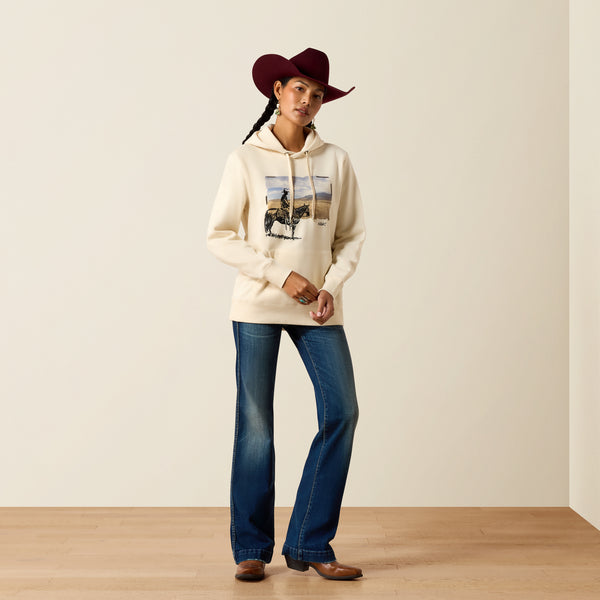 Ariat Women's Parchment Ivory "Wish You Were Here' Desert Scene Hoodie 10079308