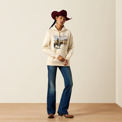Ariat Women's Parchment Ivory "Wish You Were Here' Desert Scene Hoodie 10079308