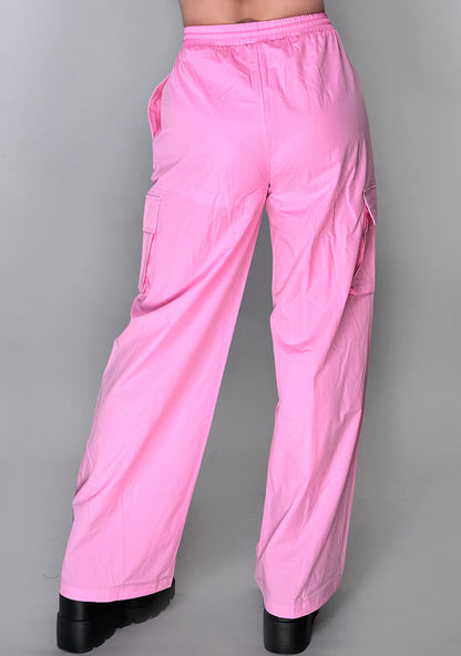 Hot & Delicious Beat Babe Pink Cargo Pants in pink — model back view