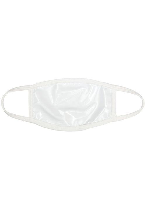 BGlittz Blanco Vinyl Dust Mask in white with solid white patent leather base on breathable nylon rave festival face mask — front view