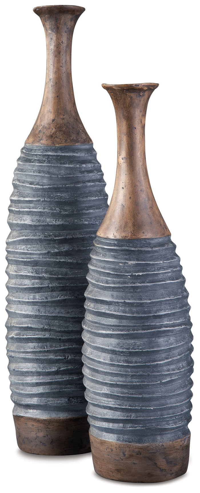 Blayze - Vase Set (Set of 2) - Antique Gray / Brown