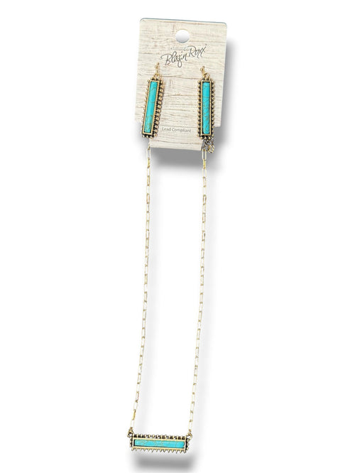 Blazin' Roxx Turquoise Bar Pendant Earring & Necklace Set 301005133