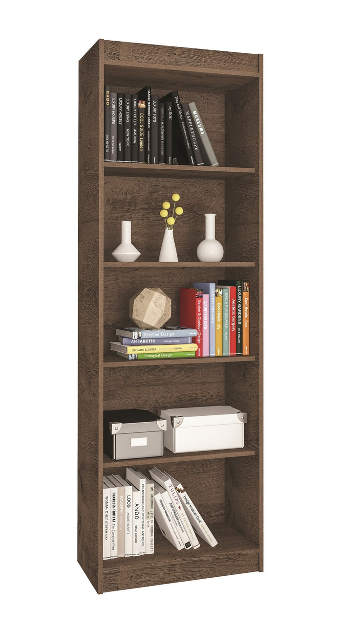 Bookcase 0187R-358 Sapiranga 5 Shelves   Mocaccino Rustico  (Limited 3 Months Warranty)