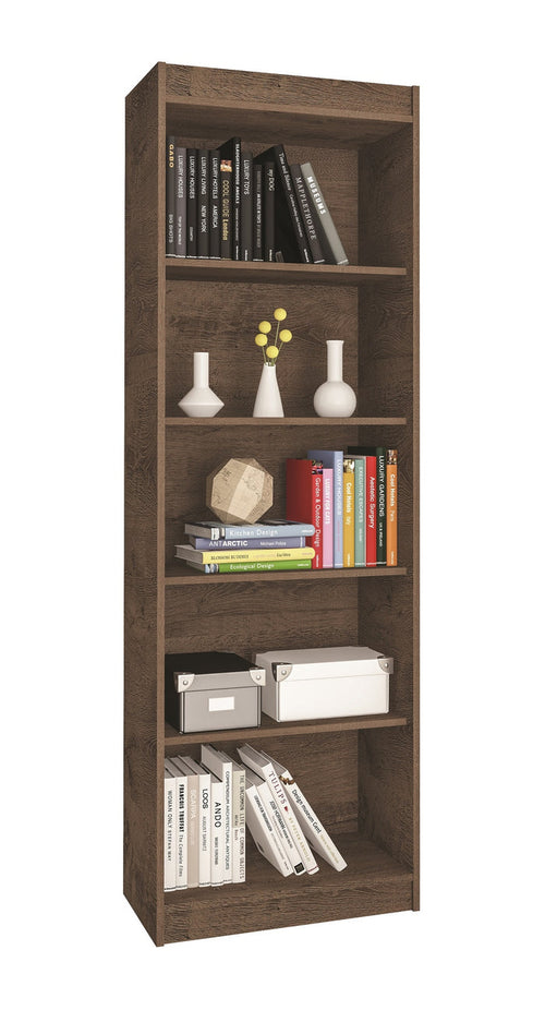 Bookcase 0187R-358 Sapiranga 5 Shelves   Mocaccino Rustico  (Limited 3 Months Warranty)
