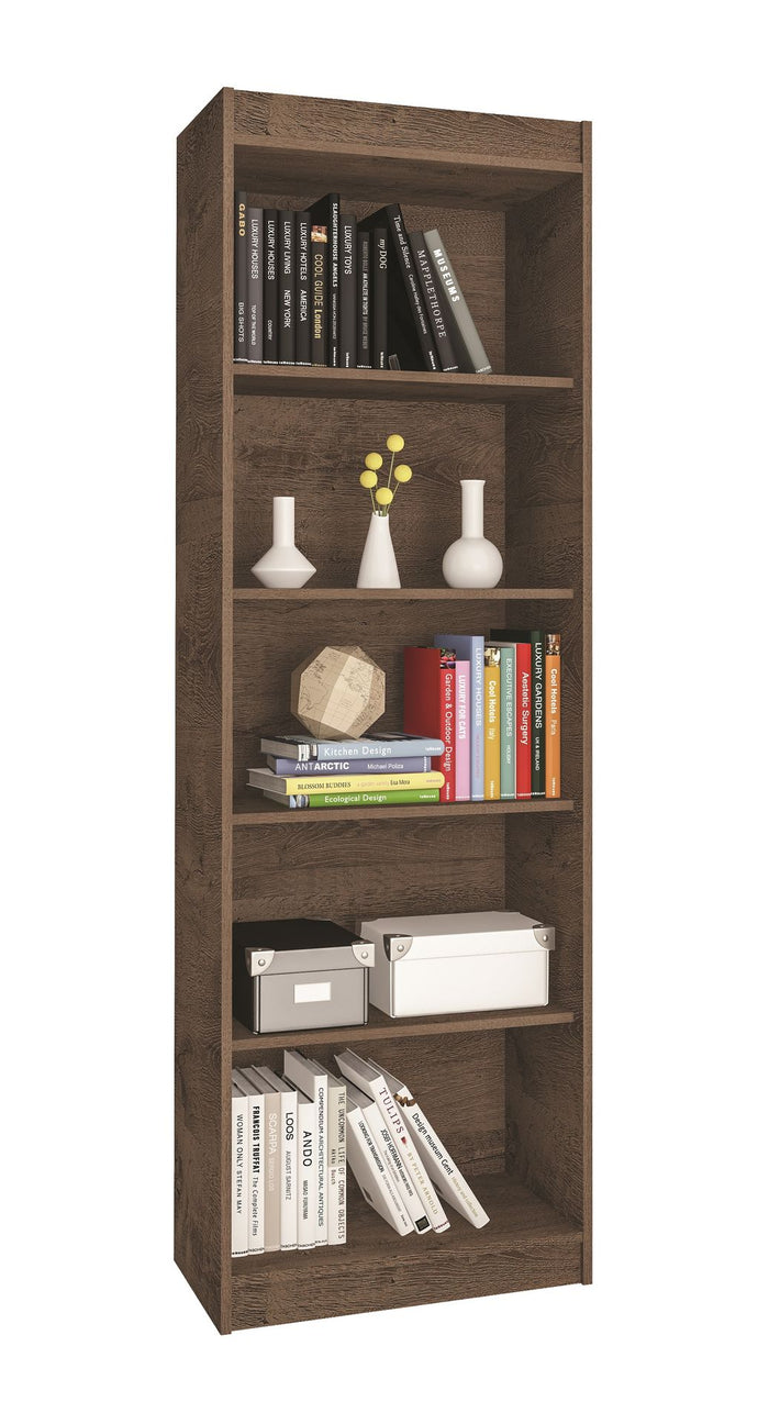 Bookcase 0187R-358 Sapiranga 5 Shelves   Mocaccino Rustico  (Limited 3 Months Warranty)