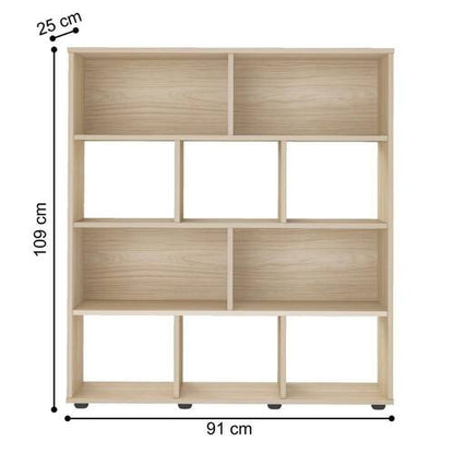 Bookcase Book 4608 Ten Niches  91*25*109Cm Natural  (Limited 3 Months Warranty)