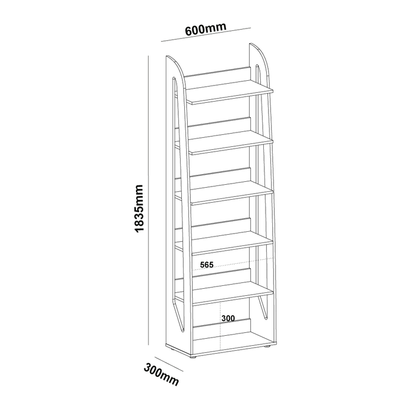 Bookcase Floripa 4364 6 Shelves  60*30*183.5Cm Black (Limited 3 Months Warranty)