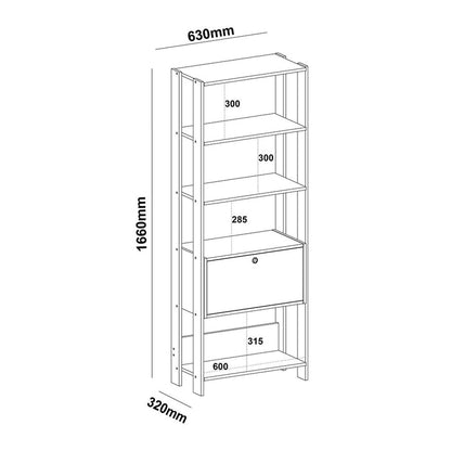 Bookcase Match 4372 4 Shelves  63*32*166Cm White (Limited 3 Months Warranty)