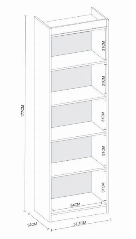 Bookcase Sapiranga 0187R-38 5 Shelves  W57*H177Cm Bright Pink  (Limited 3 Months Warranty)