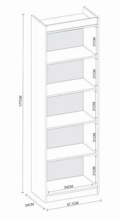 Bookcase Sapiranga 0187R-38 5 Shelves  W57*H177Cm Bright Pink  (Limited 3 Months Warranty)