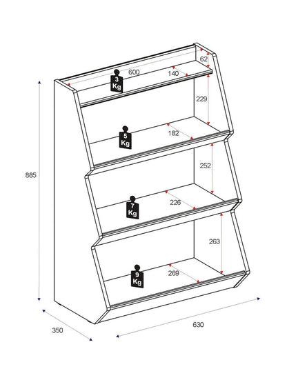 Cabinet 2373 Organizer  88.5*63*35Cm White  (Limited 3 Months Warranty)