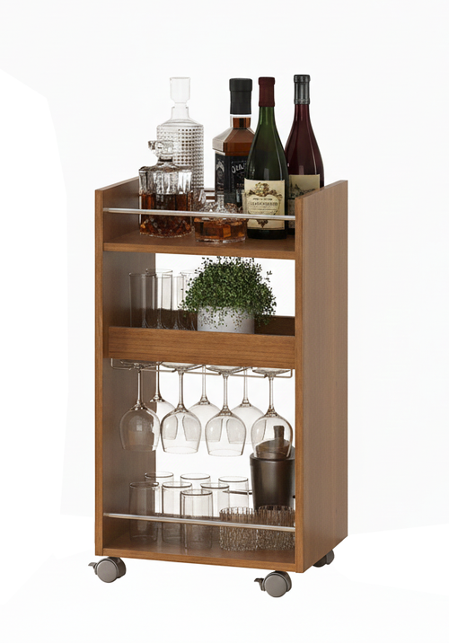 Cabinet Brito 4628 Compact Bar Cart  40*40*74.5 Cm Cherry (Limited 3 Months Warranty)