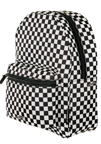Fydelity Checkmate Mini Backpack in black white — side view 2