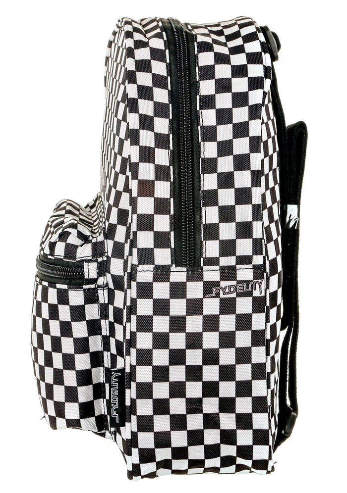 Fydelity Checkmate Mini Backpack in black white — side view