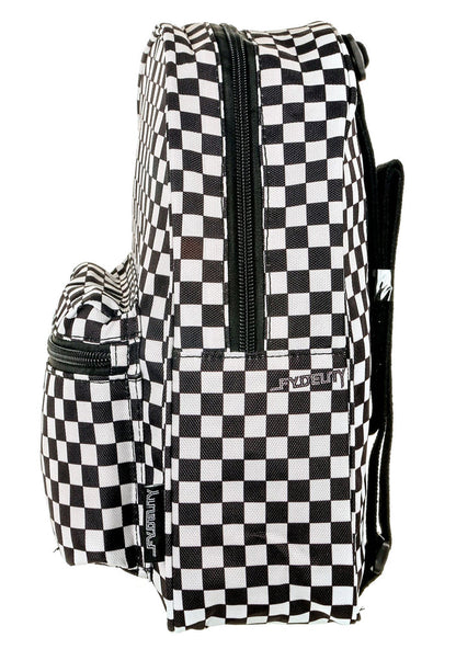 Fydelity Checkmate Mini Backpack in black white — side view