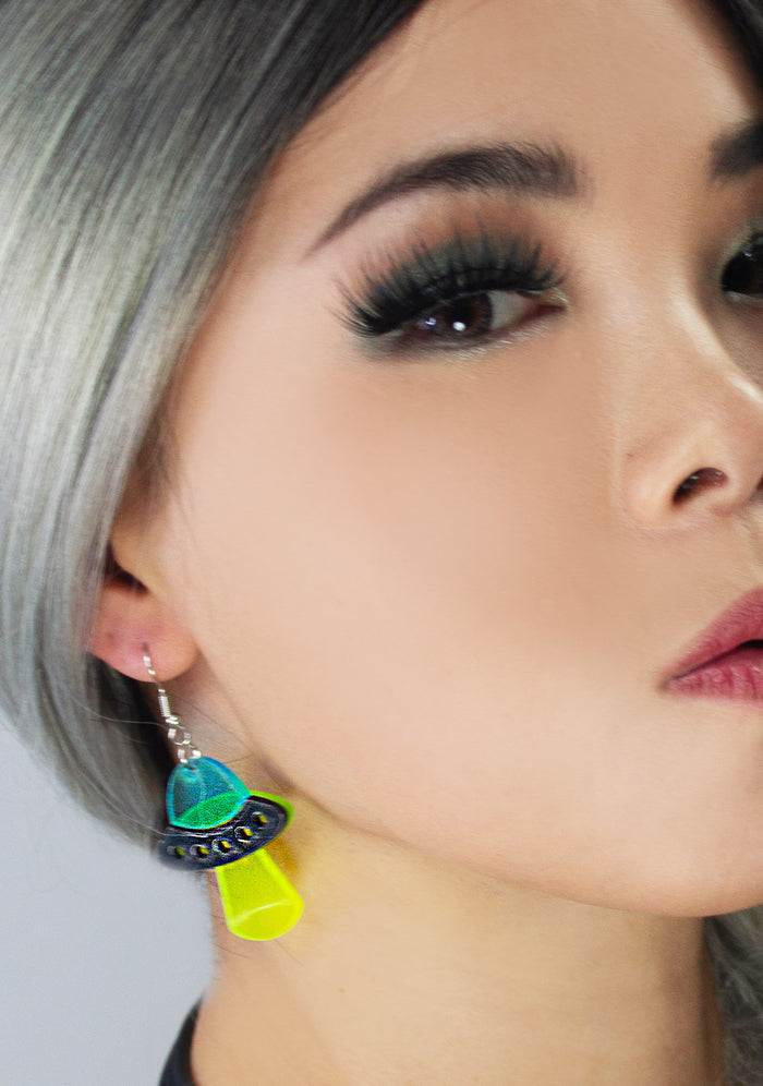 LASR Close Encounter UFO Resin Earrings — front view