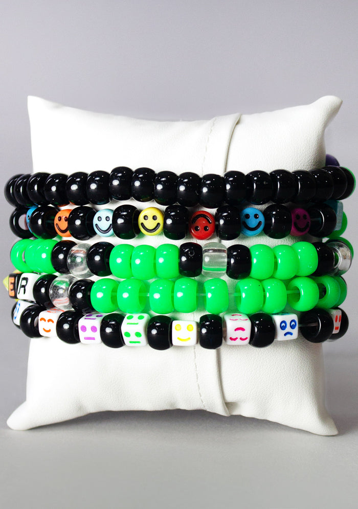 LASR Close Encounter UV Reactive 5PC Stacked Rave Kandi Bracelet — back view