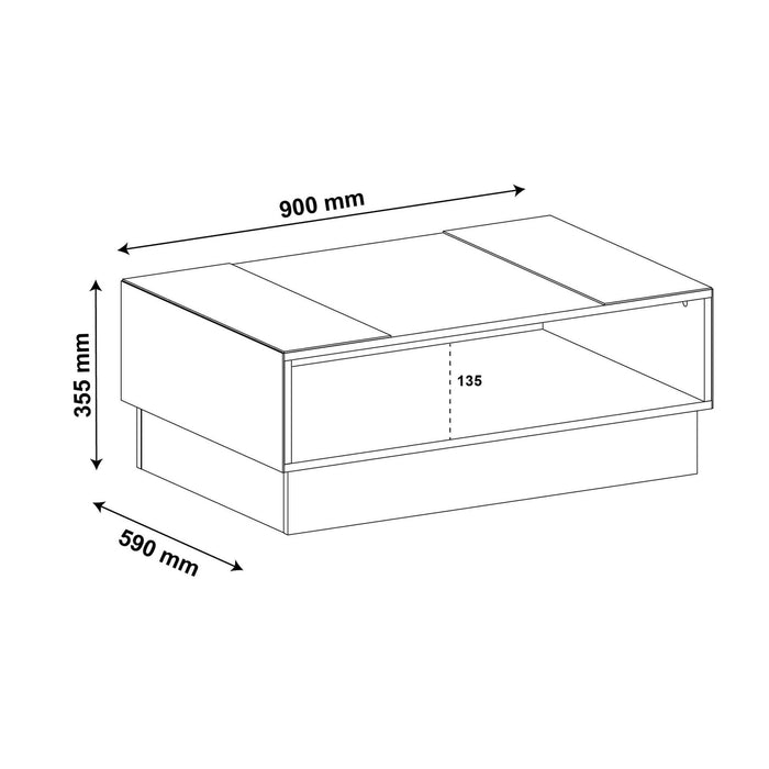 Coffee Table Detroit 3786 Cocktail  90.5*59*35.5Cm Pine  (Limited 3 Months Warranty)