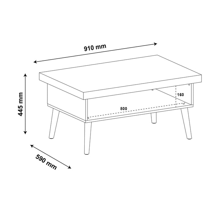 Coffee Table Lucca 4150 Retro Design  91*59*44.5Cm Oak/Off White  (Limited 3 Months Warranty)