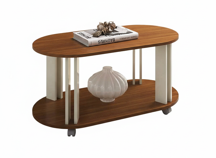 Coffee Table Mundi 4619 Oval Design  91*45*44Cm Cedar/Off White  (Limited 3 Months Warranty)