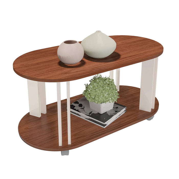 Coffee Table Mundi 4619 Oval Design  91*45*44Cm Cedar/Off White  (Limited 3 Months Warranty)