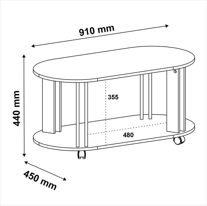 Coffee Table Mundi 4619 Oval Design  91*45*44Cm Cedar/Off White  (Limited 3 Months Warranty)