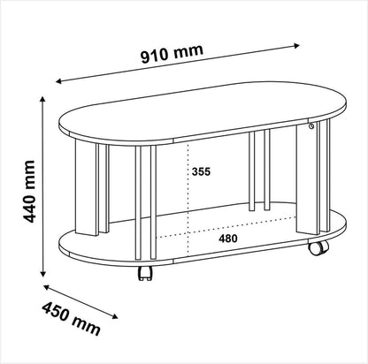 Coffee Table Mundi 4619 Oval Design  91*45*44Cm Cedar/Off White  (Limited 3 Months Warranty)