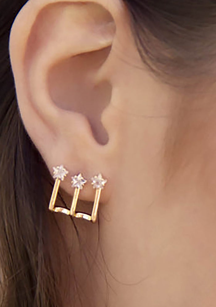 Ettika Constellation Wrap Earrings in gold — model view