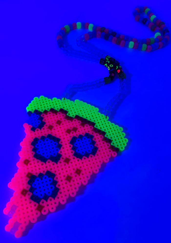 LASR Cosmic Pizza Party UV Reactive Rave Kandi Necklace — product view
