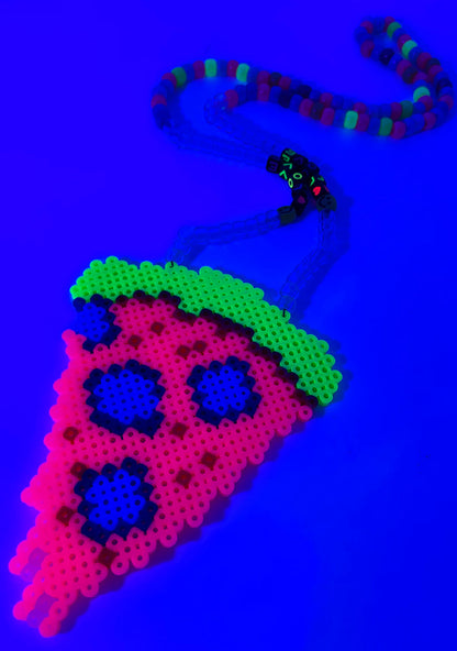 LASR Cosmic Pizza Party UV Reactive Rave Kandi Necklace — product view