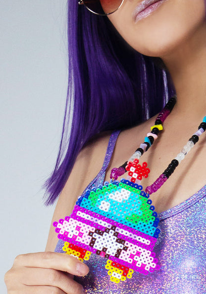 LASR Cosmic Voyage Rave Kandi Necklace — front view