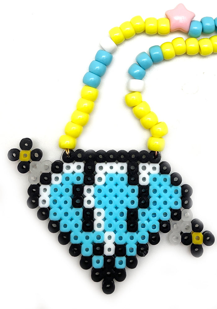 LASR Dazzling Ice Diamond Rave Kandi Necklace — detail view