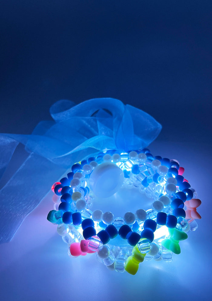 LASR Digital Cloud Light Up Ribbon Rave Kandi Bracelet — front view
