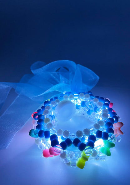 LASR Digital Cloud Light Up Ribbon Rave Kandi Bracelet — front view