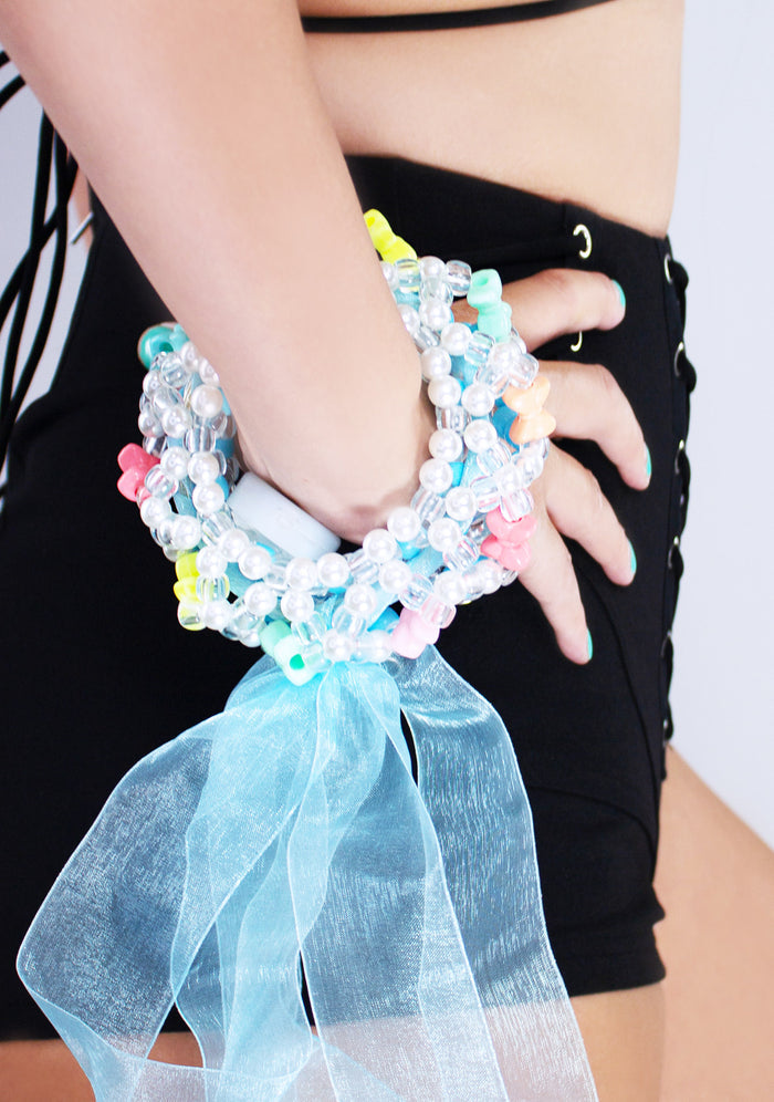 LASR Digital Cloud Light Up Ribbon Rave Kandi Bracelet — product view