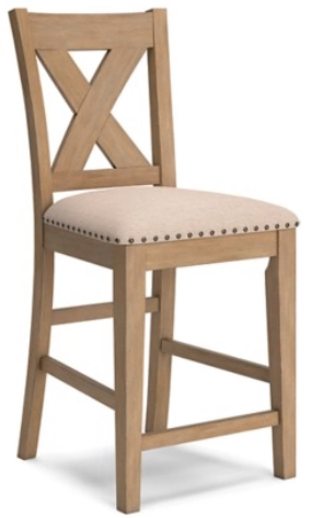 DINING CHAIR SANBRIAR UPHOLSTERED BARSTOOL (2/CN) 101.9CM*47.9CM*51.7CM LIGHT BROWN (O)