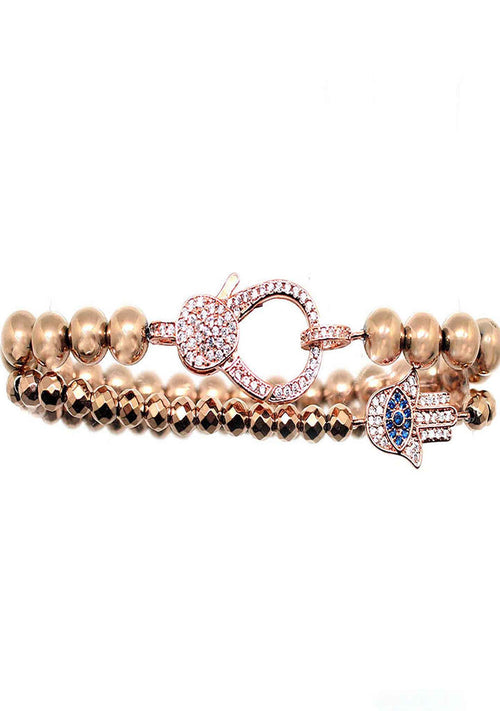 Divine Hamsa Bracelet Set in Rose Gold