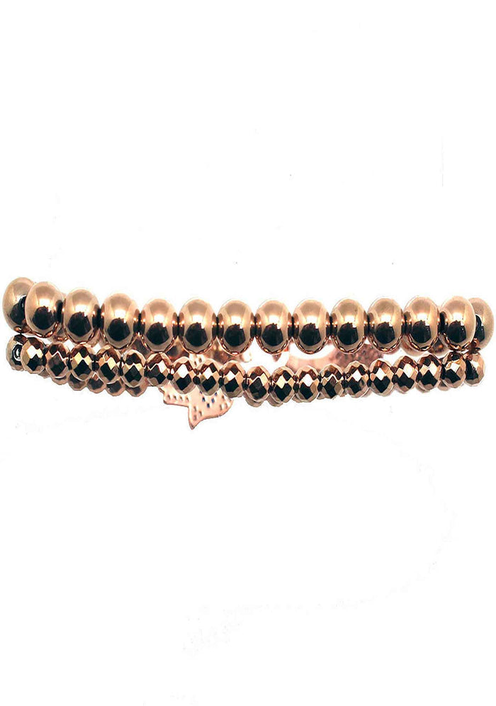 Divine Hamsa Bracelet Set in Rose Gold