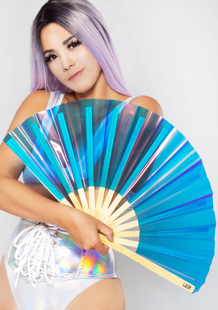 LASR Dreamscape Iridescent Fluid Rave Fan — front view