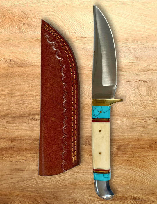 El Paso Bone & Turquoise Daylight Hunter Fixed Blade Knife 203454-BO