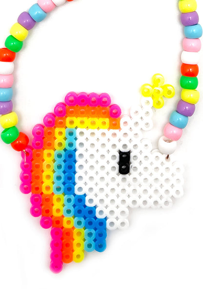 LASR Electric Unicorn Rave Kandi Necklace — detail view