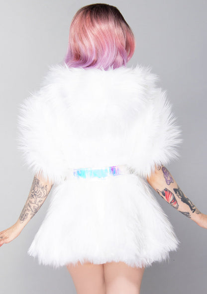 J Valentine Electric Utopia Light Up Shrug in white pink — back view