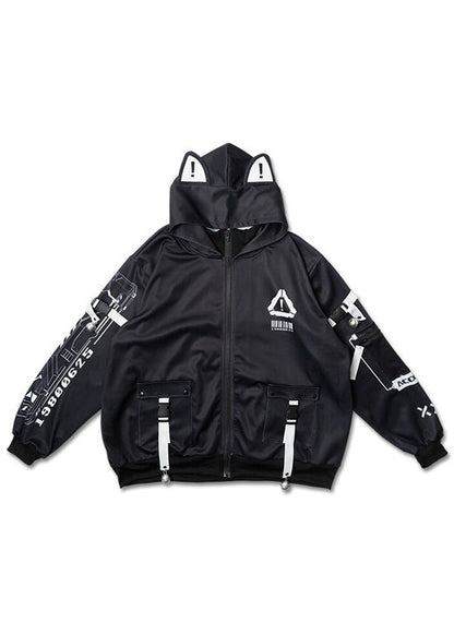 Error Code Cyberpunk Tech Oversized Black White Jacket