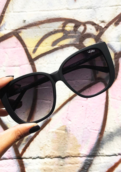 Quay Australia Ever After Sunglasses in matte black — packaging view